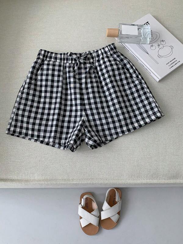 Women's Gingham Check Cotton Summer Shorts Pack Of 3