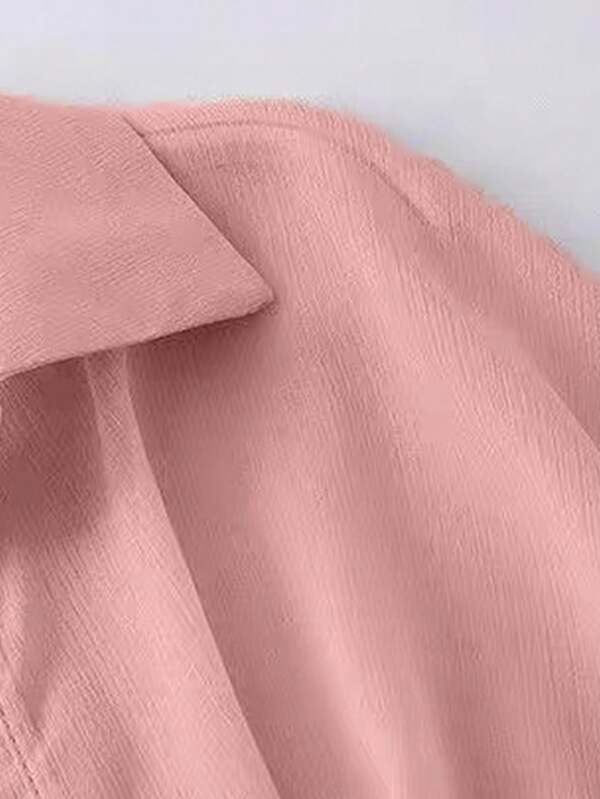 Tie-Front Chiffon Crop Shirt – Lightweight Summer Cover-Up Top