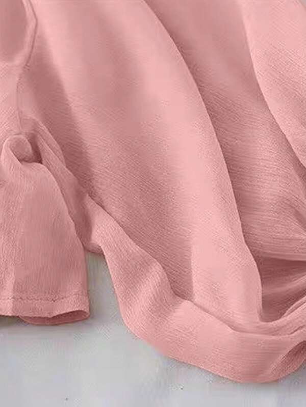 Tie-Front Chiffon Crop Shirt – Lightweight Summer Cover-Up Top