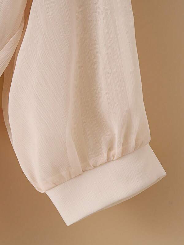 Tie-Front Chiffon Crop Shirt – Lightweight Summer Cover-Up Top