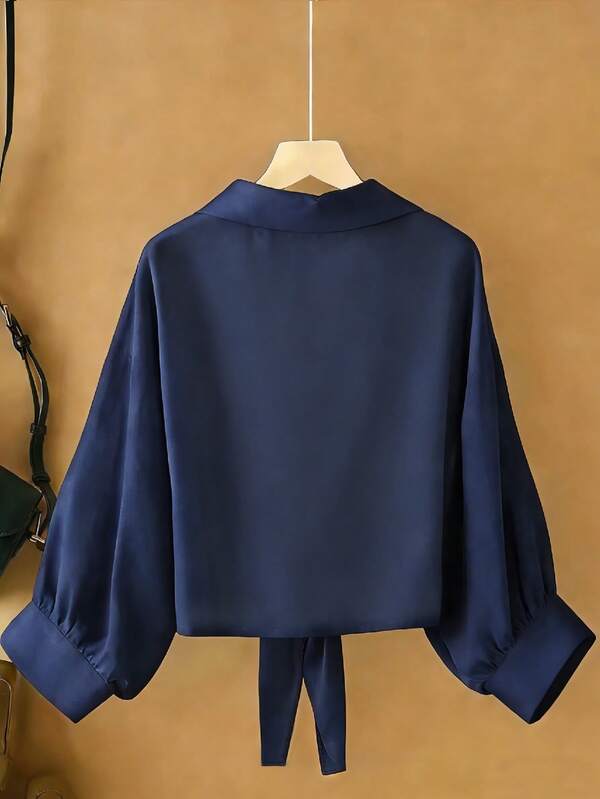 Tie-Front Chiffon Crop Shirt – Lightweight Summer Cover-Up Top