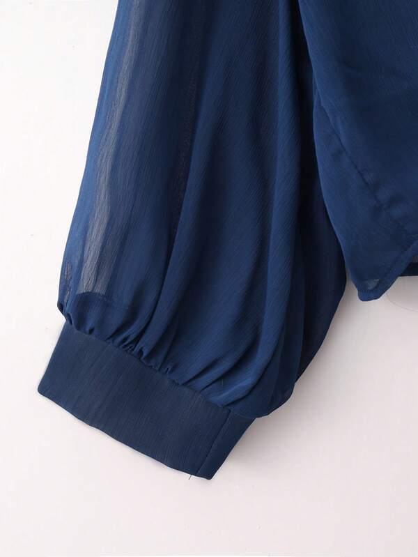 Tie-Front Chiffon Crop Shirt – Lightweight Summer Cover-Up Top