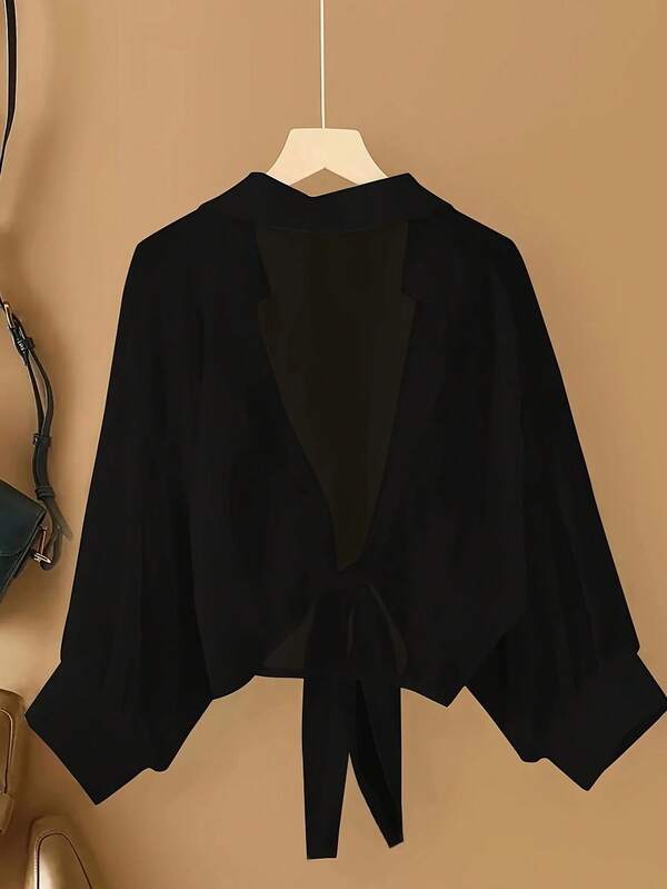 Tie-Front Chiffon Crop Shirt – Lightweight Summer Cover-Up Top