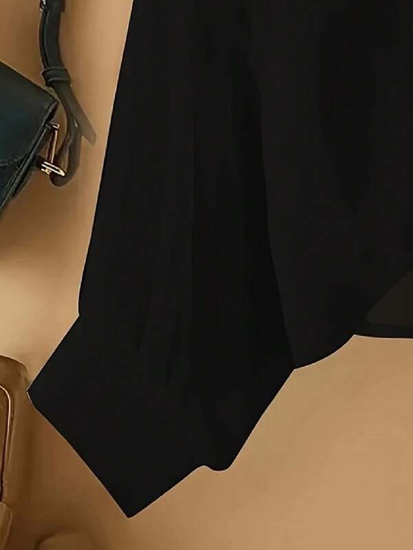 Tie-Front Chiffon Crop Shirt – Lightweight Summer Cover-Up Top