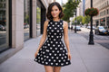 Women’s Black Heart Print Cotton A-Line Dress | Sleeveless Skater Mini Dress