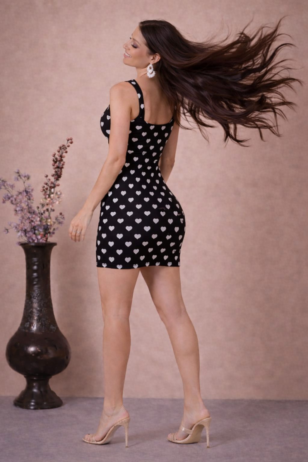 Midnight Heart Gold Zip Bodycon Mini Dress