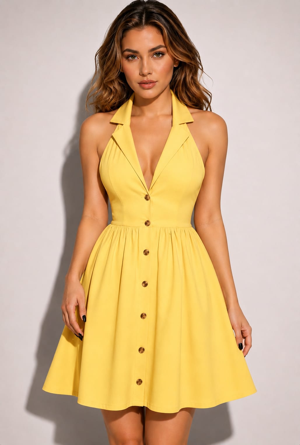 Midnight Elegance Halter Neck Backless Mini Dress for Women