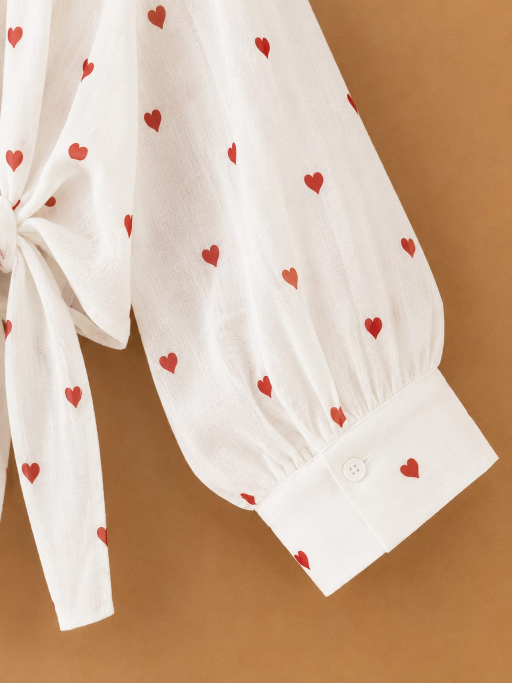 ❤️ Heart Print Tie-Back Shirt Top