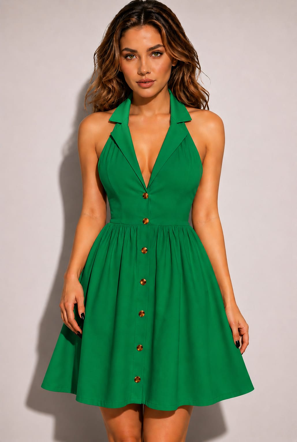 Midnight Elegance Halter Neck Backless Mini Dress for Women