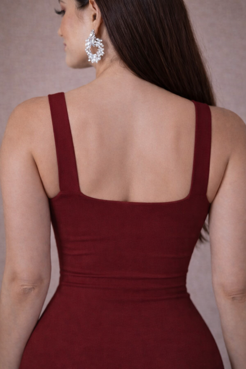 Women’s Premium Bodycon Zip Mini Dress Square Neck