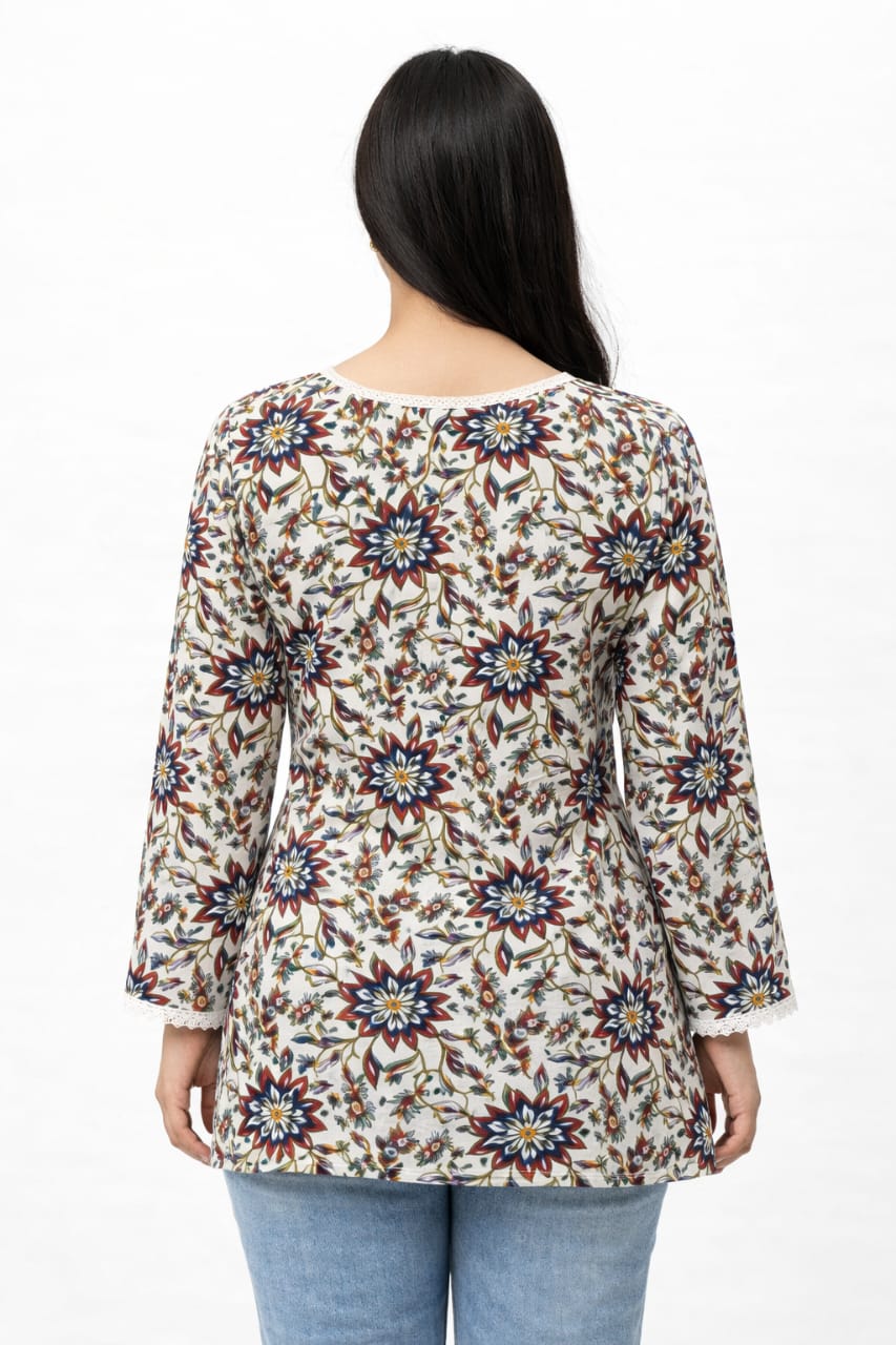 Elegant Floral Printed Cotton Kurti for Women