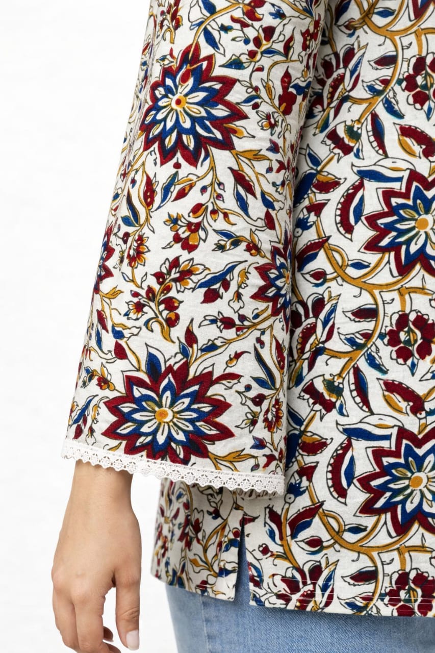 Elegant Floral Printed Cotton Kurti for Women