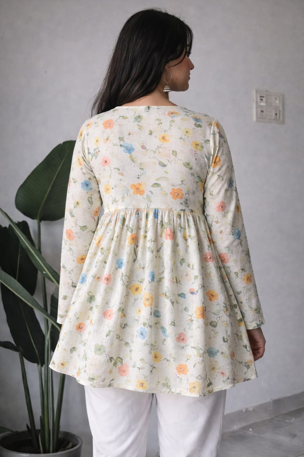Floral Printed Empire Waist Tunic Top