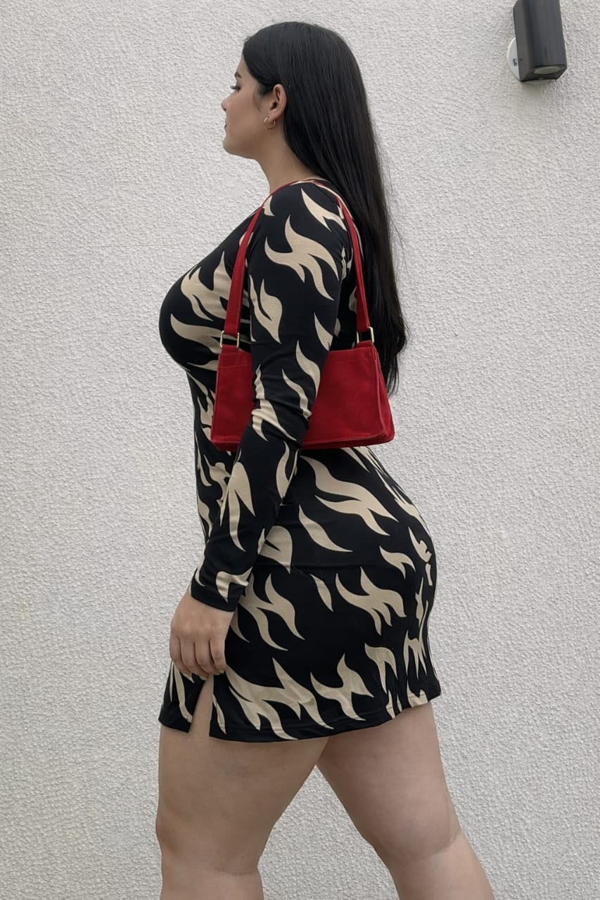 Women’s Printed Bodycon Dress with Side Slit