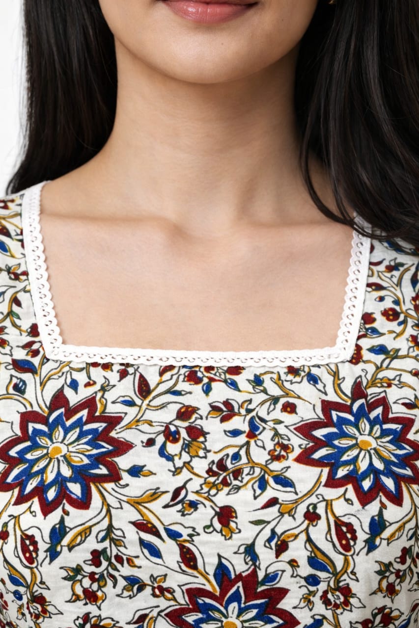 Elegant Floral Printed Cotton Kurti for Women
