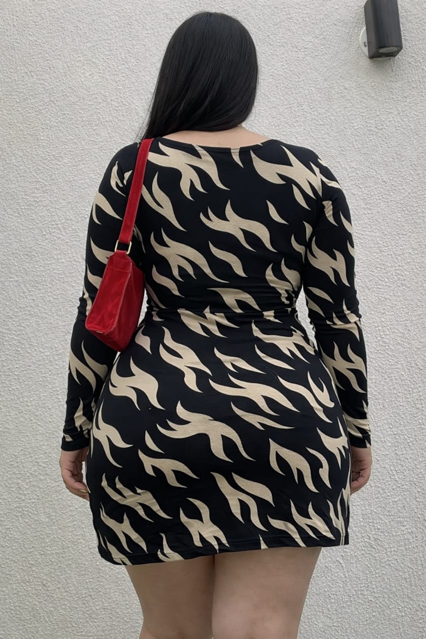 Women’s Printed Bodycon Dress with Side Slit