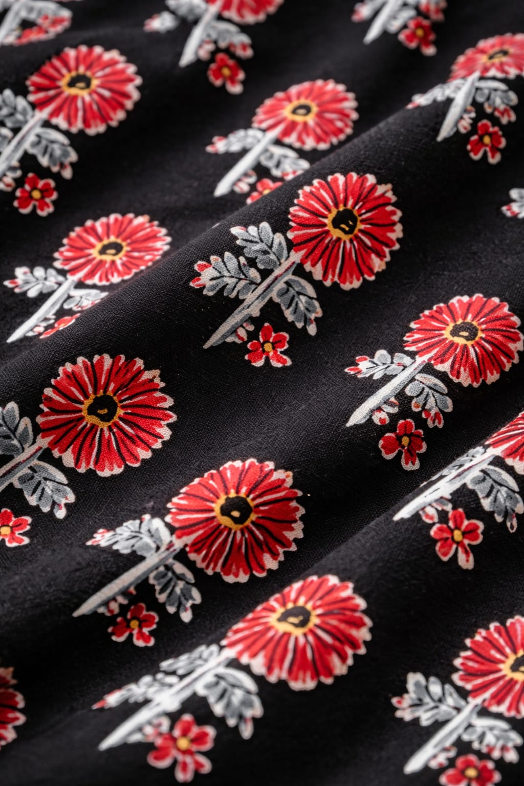 Women’s Black , Red Floral Printed Wrap Crop Top